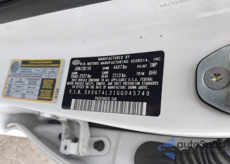 2016 Kia Optima Lx z USA, uszkodzony, nr VIN 5XXGT4L31GG045749